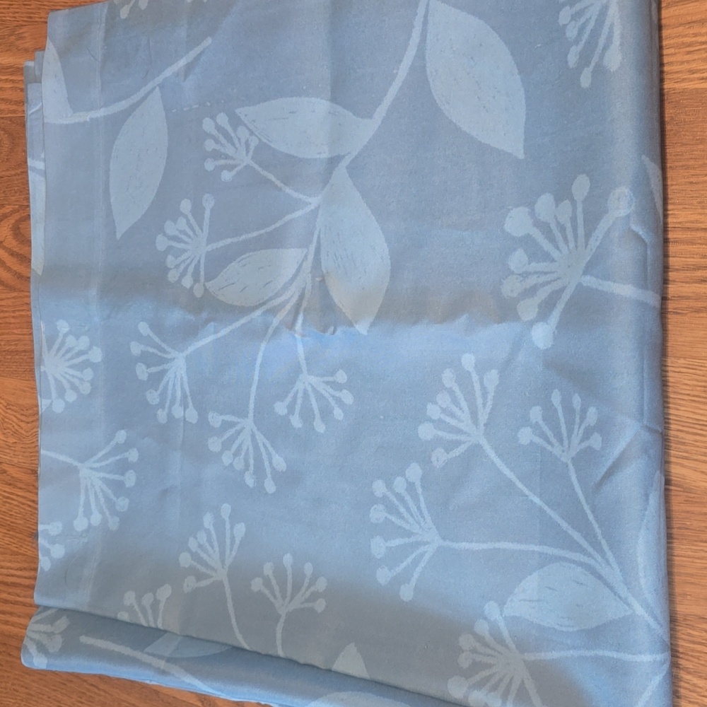 Floral Blue Frabic Shower Curtain